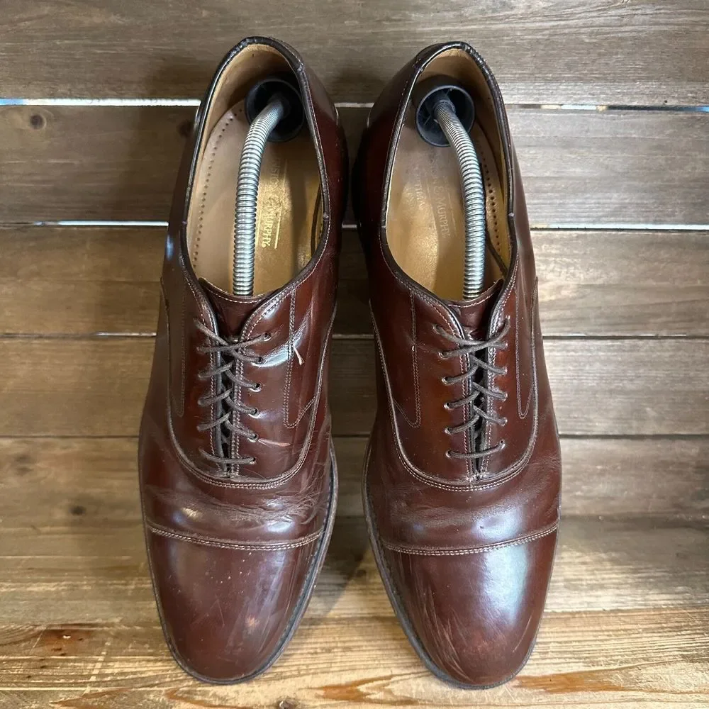Mens Johnston & Murphy Optima‎ Brown Leather Cap Toe Dress Oxfords Size 11.5 D